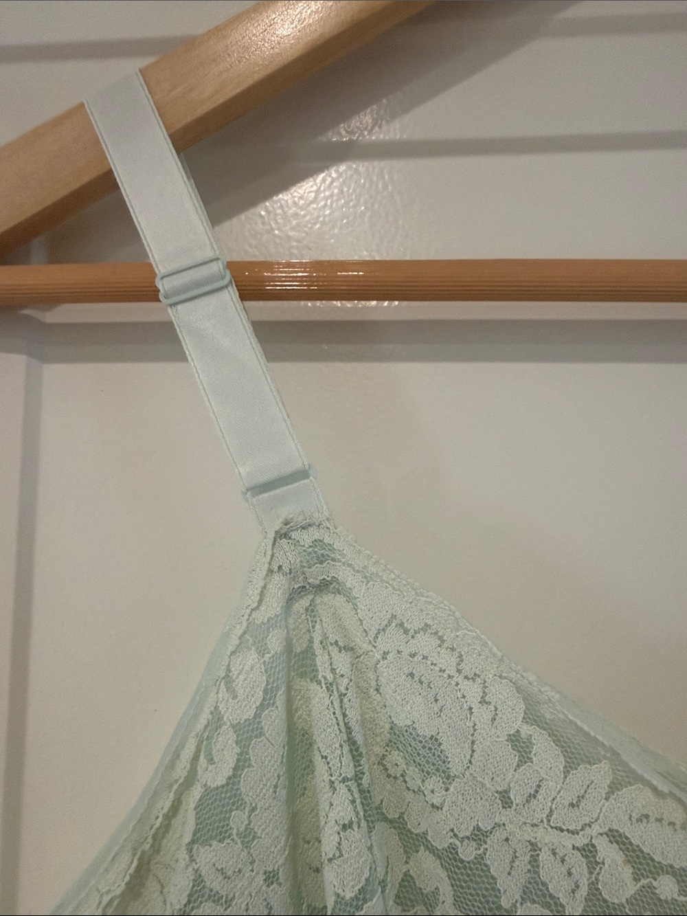 Women's Lace-Trim Slip Nightdress - Mint Green - Picture 2 of 6